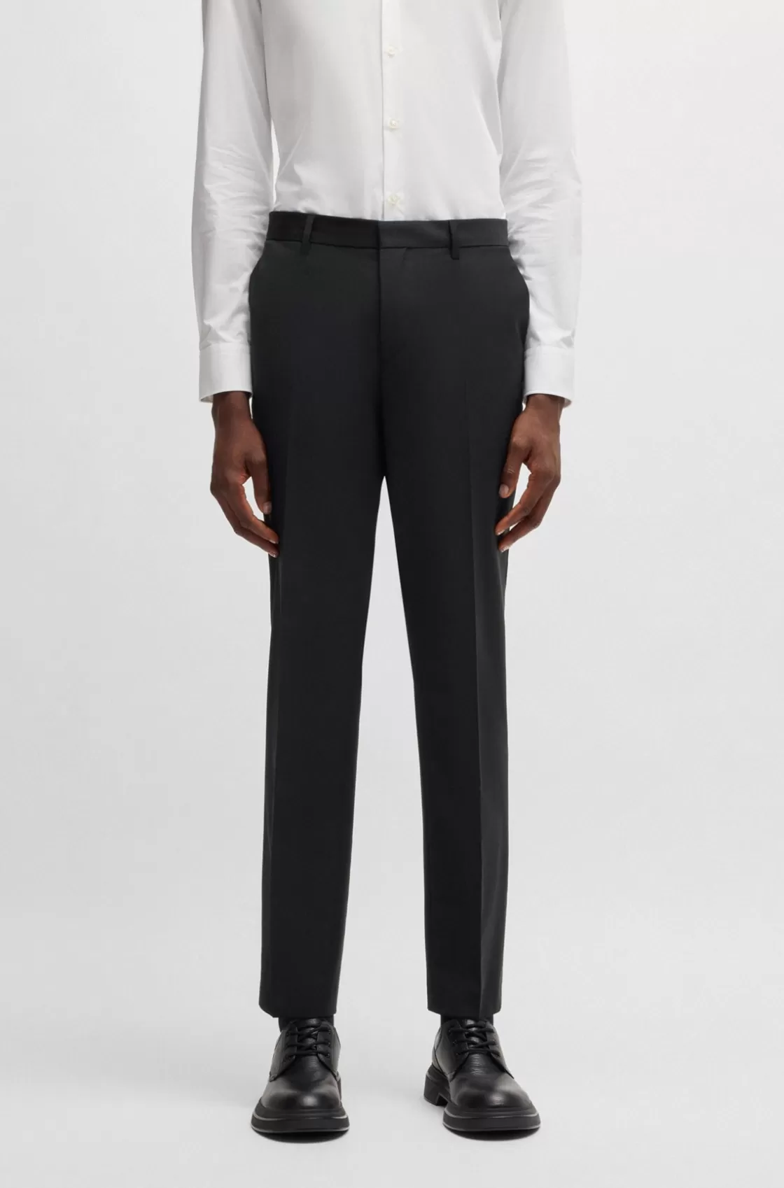 HUGO BOSS Slim-fit Trousers In Performance-stretch Wool Black Sale