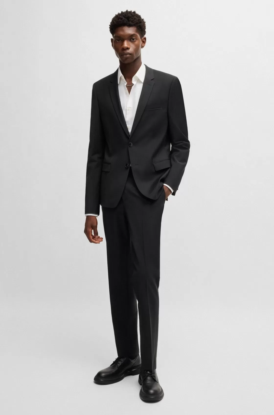 HUGO BOSS Slim-fit Trousers In Performance-stretch Wool Black Sale