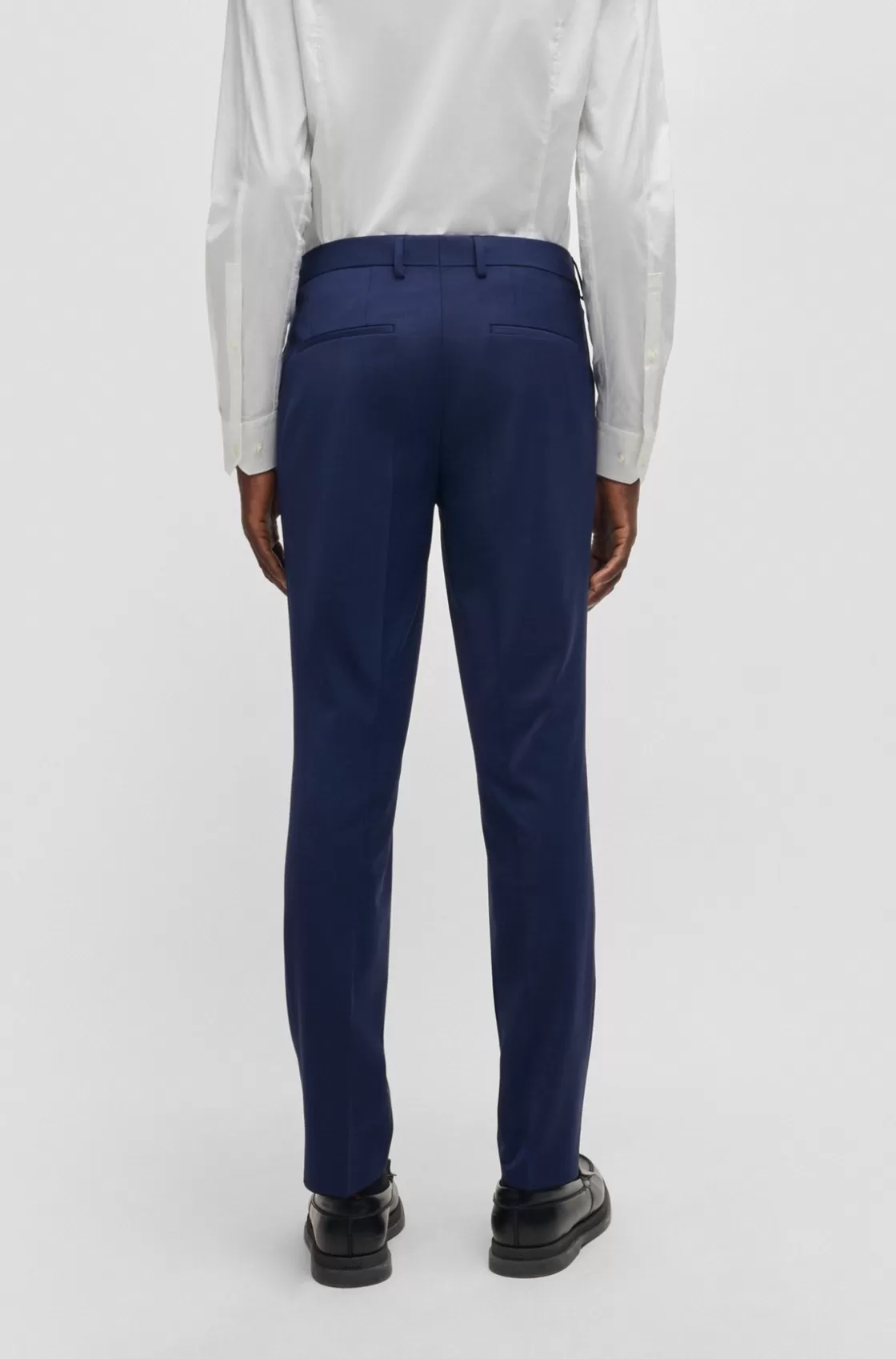 HUGO BOSS Slim-fit Trousers In Performance-stretch Wool Light Blue New