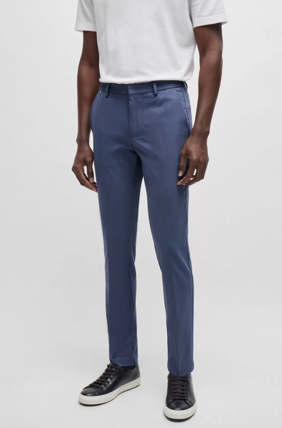HUGO BOSS Slim-fit Trousers In Stretch Cotton Dark Blue Clearance