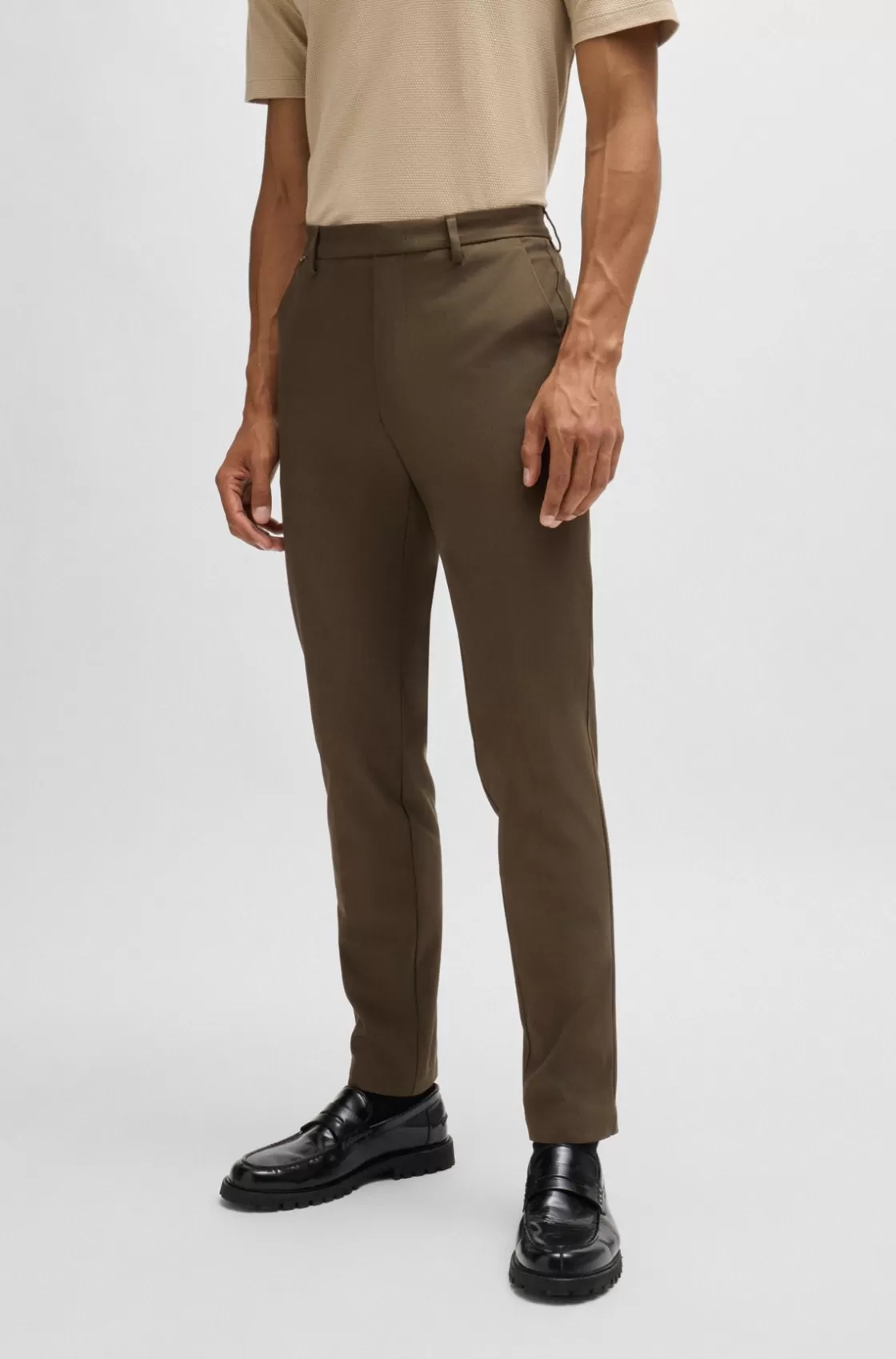 HUGO BOSS Slim-fit Trousers In Stretch Cotton Light Green Cheap