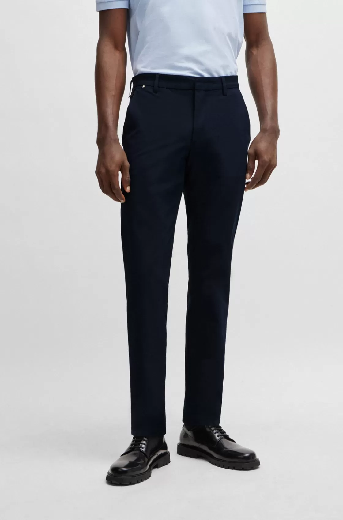 HUGO BOSS Slim-fit Trousers In Stretch Cotton Dark Blue Flash Sale