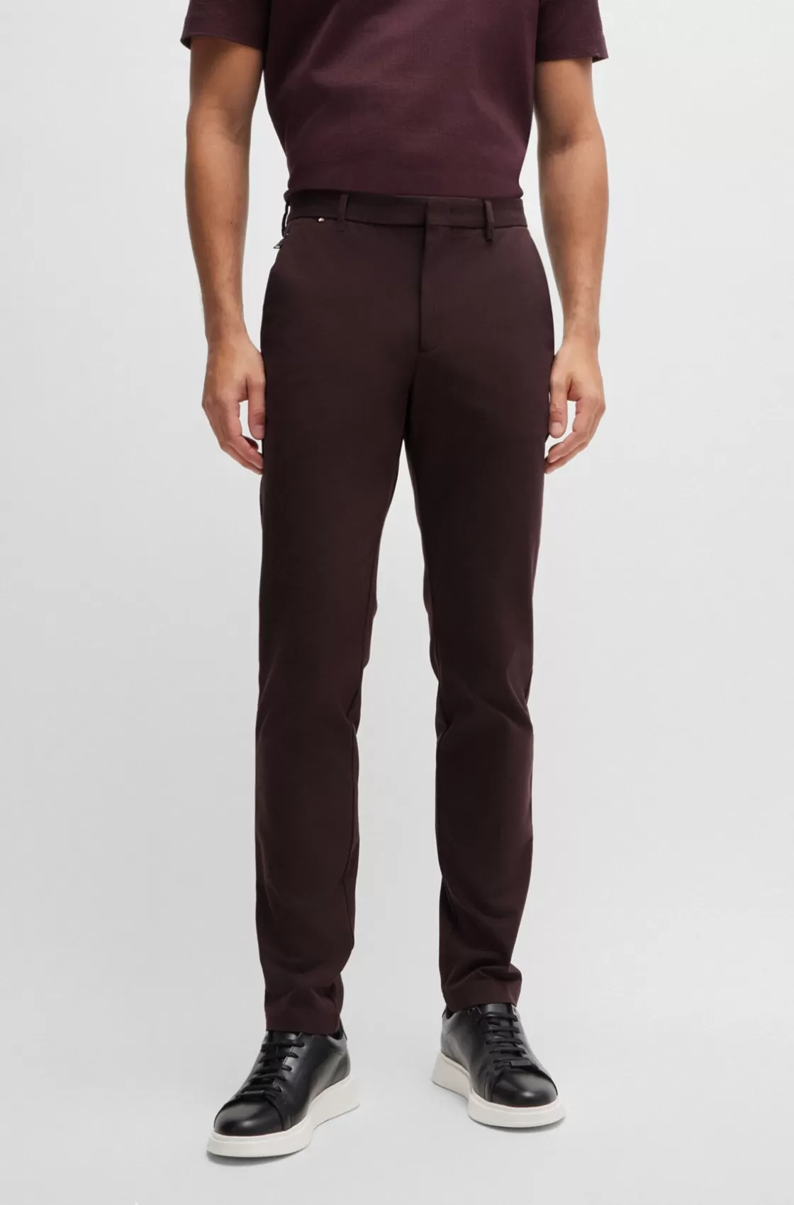 HUGO BOSS Slim-fit Trousers In Stretch Cotton Light Red Cheap