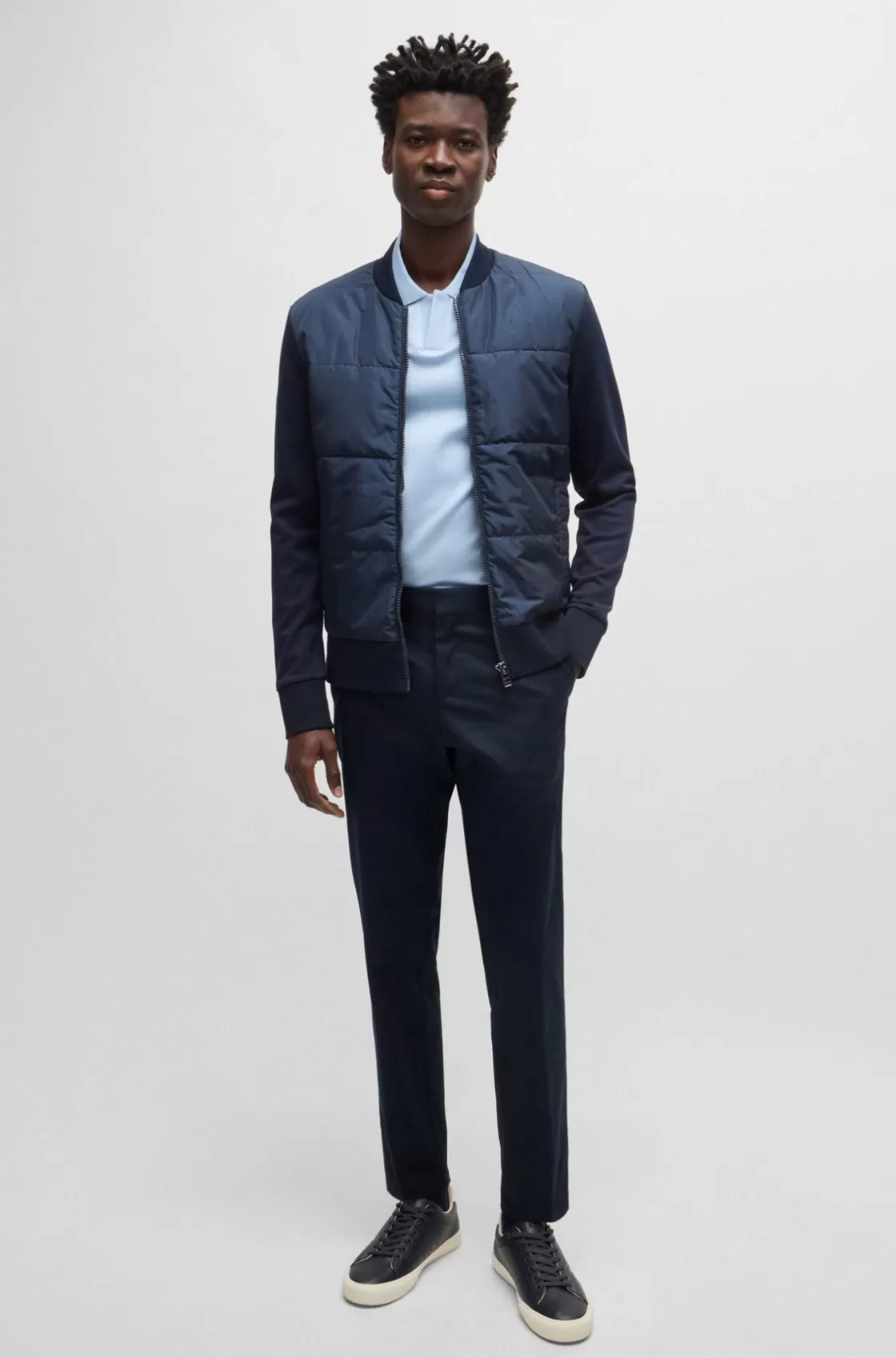 HUGO BOSS Slim-fit Trousers In Stretch Cotton Dark Blue Hot