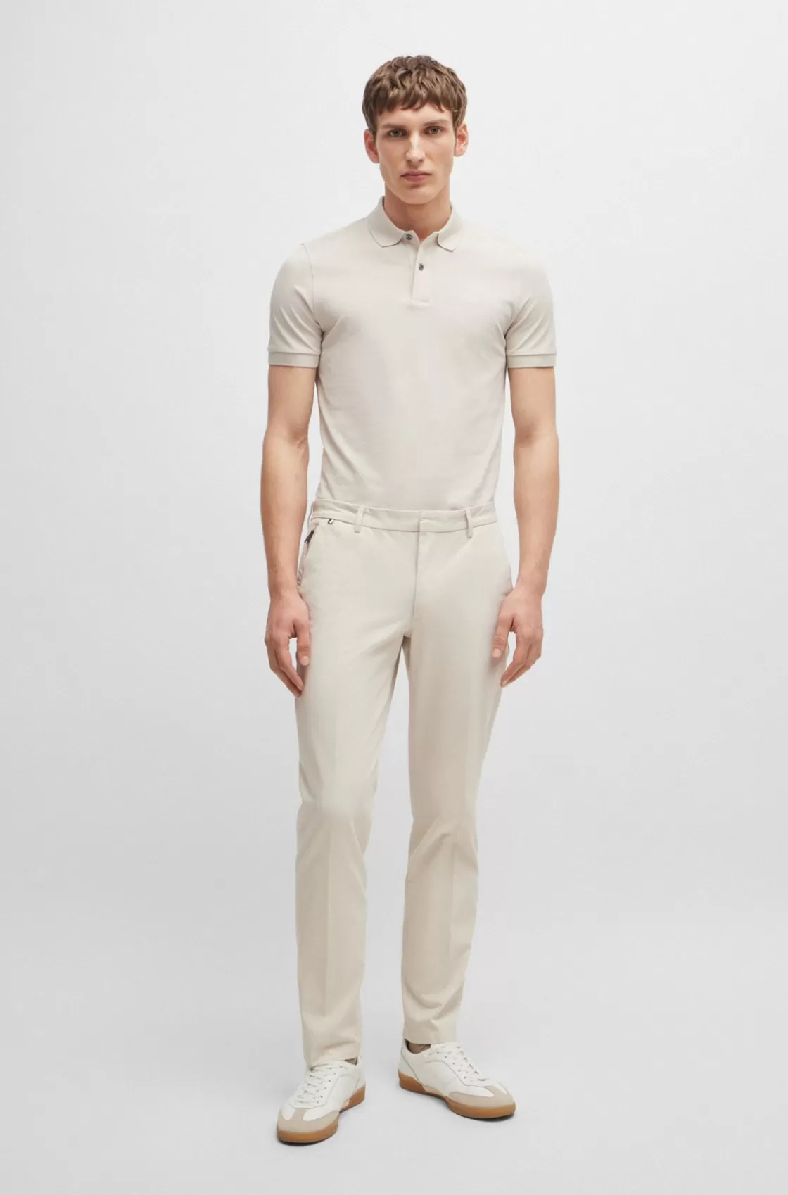 HUGO BOSS Slim-fit Trousers In Stretch Cotton White Shop