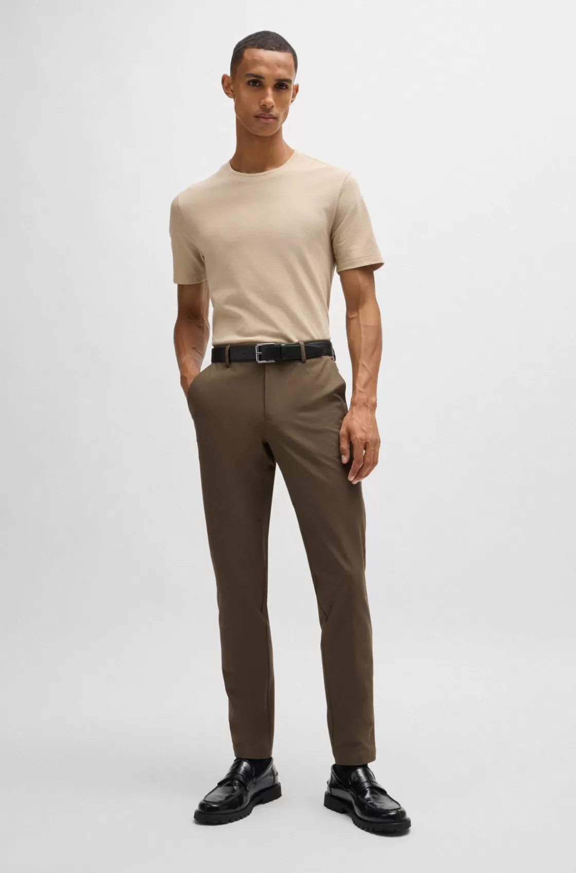 HUGO BOSS Slim-fit Trousers In Stretch Cotton Light Green Cheap