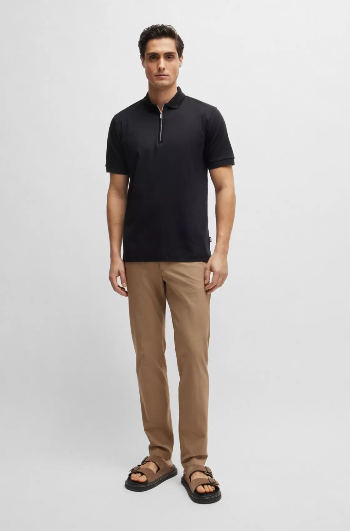HUGO BOSS Slim-fit Trousers In Stretch Cotton Light Beige Fashion