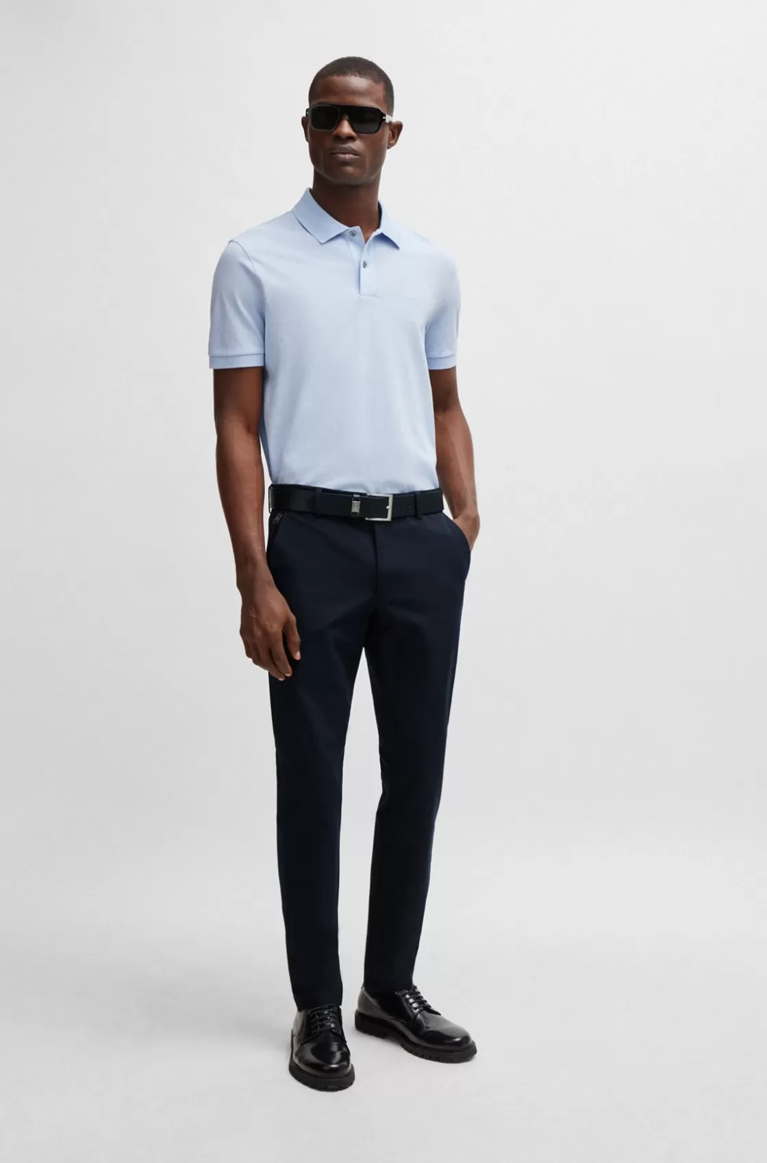 HUGO BOSS Slim-fit Trousers In Stretch Cotton Dark Blue Flash Sale