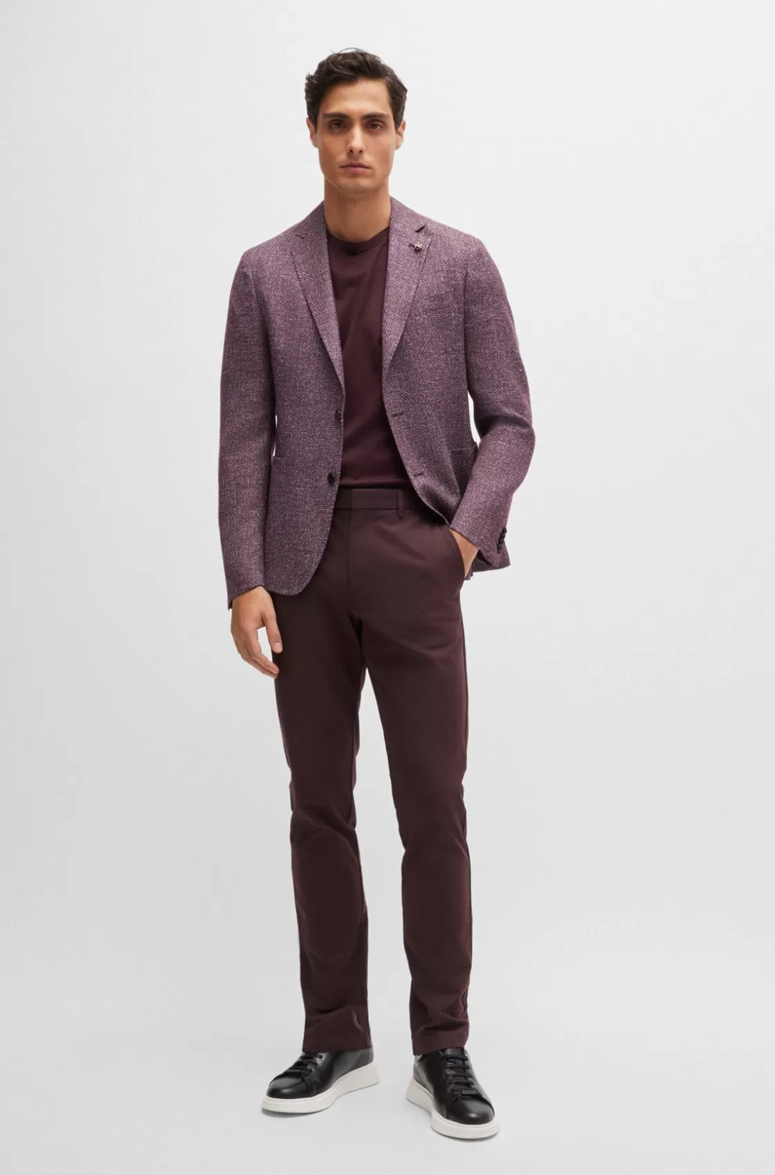 HUGO BOSS Slim-fit Trousers In Stretch Cotton Light Red Cheap