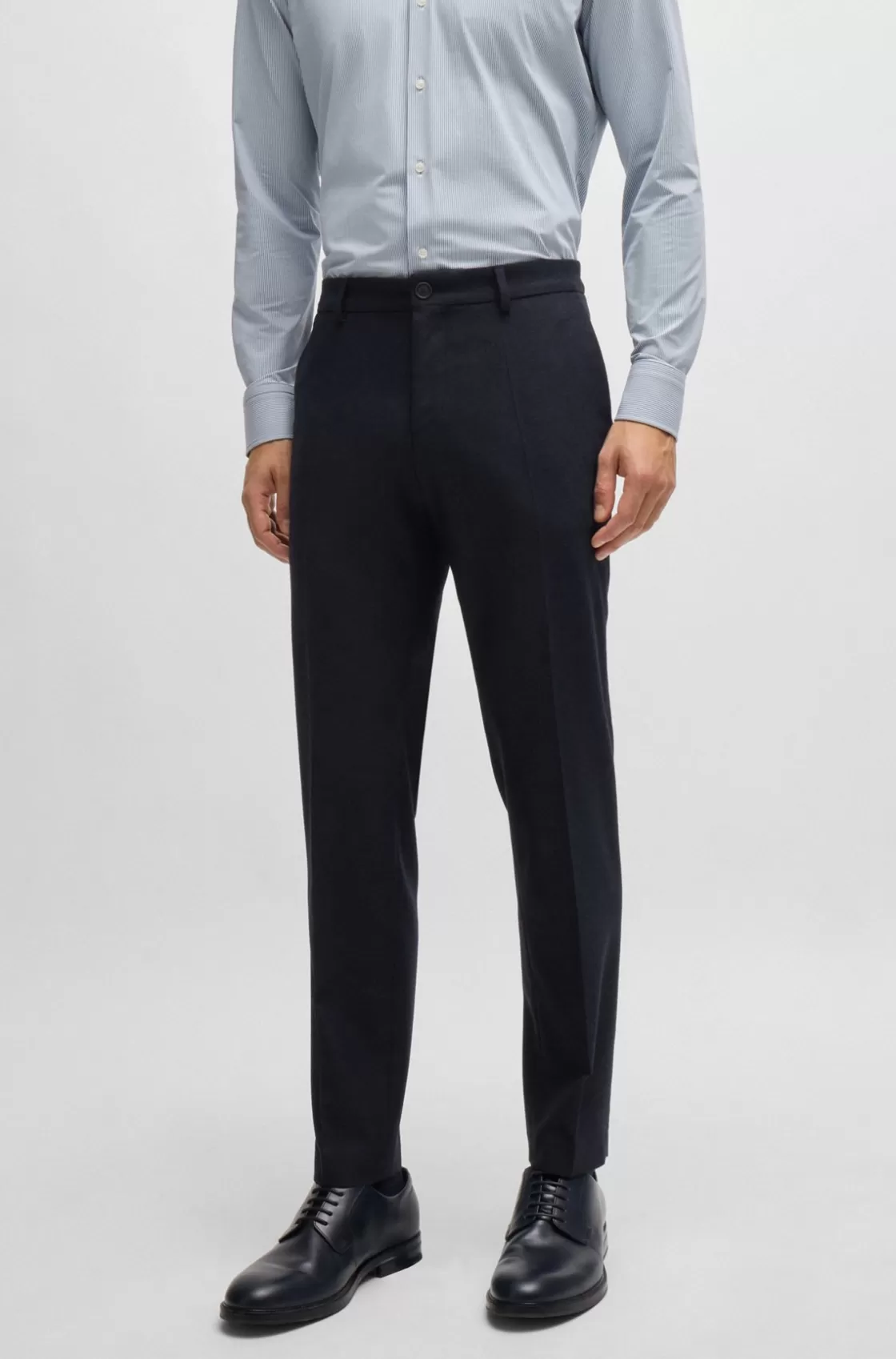 HUGO BOSS Slim-fit Trousers In Stretch Flannel Dark Blue Fashion