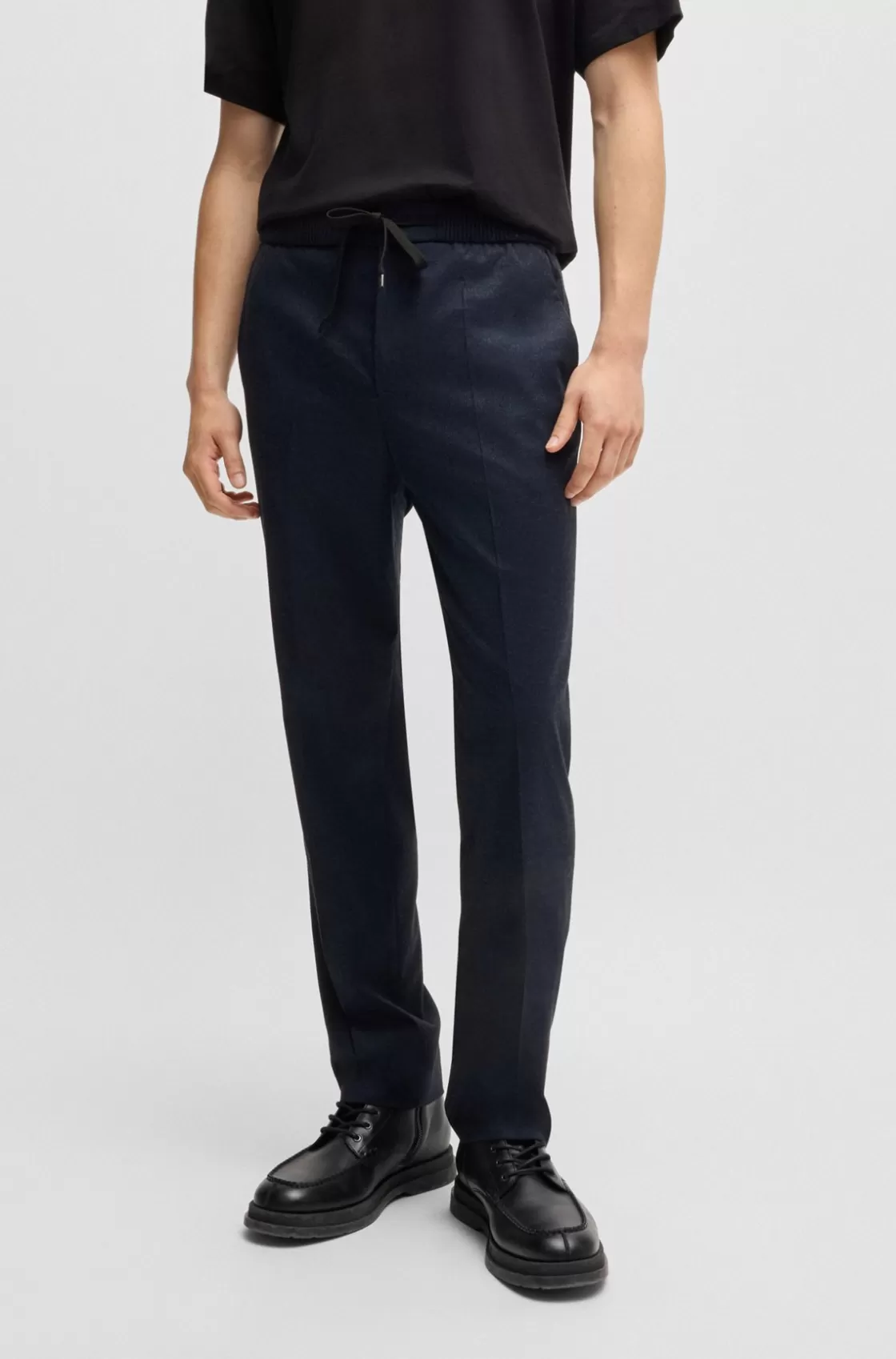 HUGO BOSS Slim-fit Trousers In Super-flex Flannel Blue Fashion