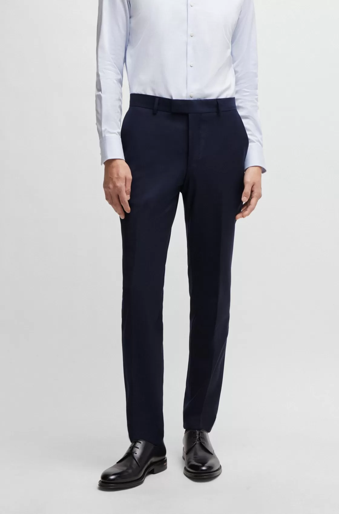 HUGO BOSS Slim-fit Trousers In Virgin Wool With Stretch Dark Blue Best