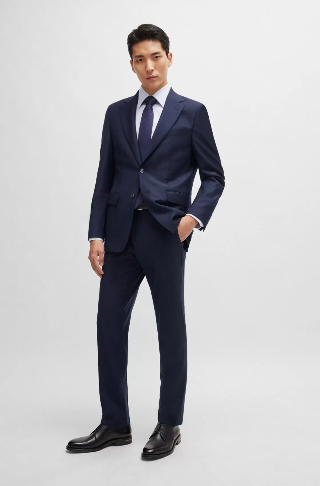 HUGO BOSS Slim-fit Trousers In Virgin Wool With Stretch Dark Blue Best
