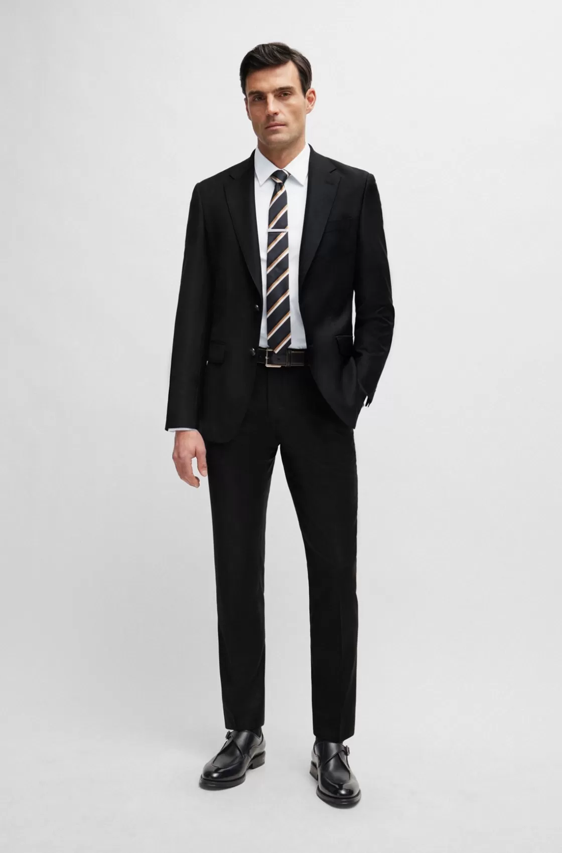 HUGO BOSS Slim-fit Trousers In Virgin Wool With Stretch Black Fashion