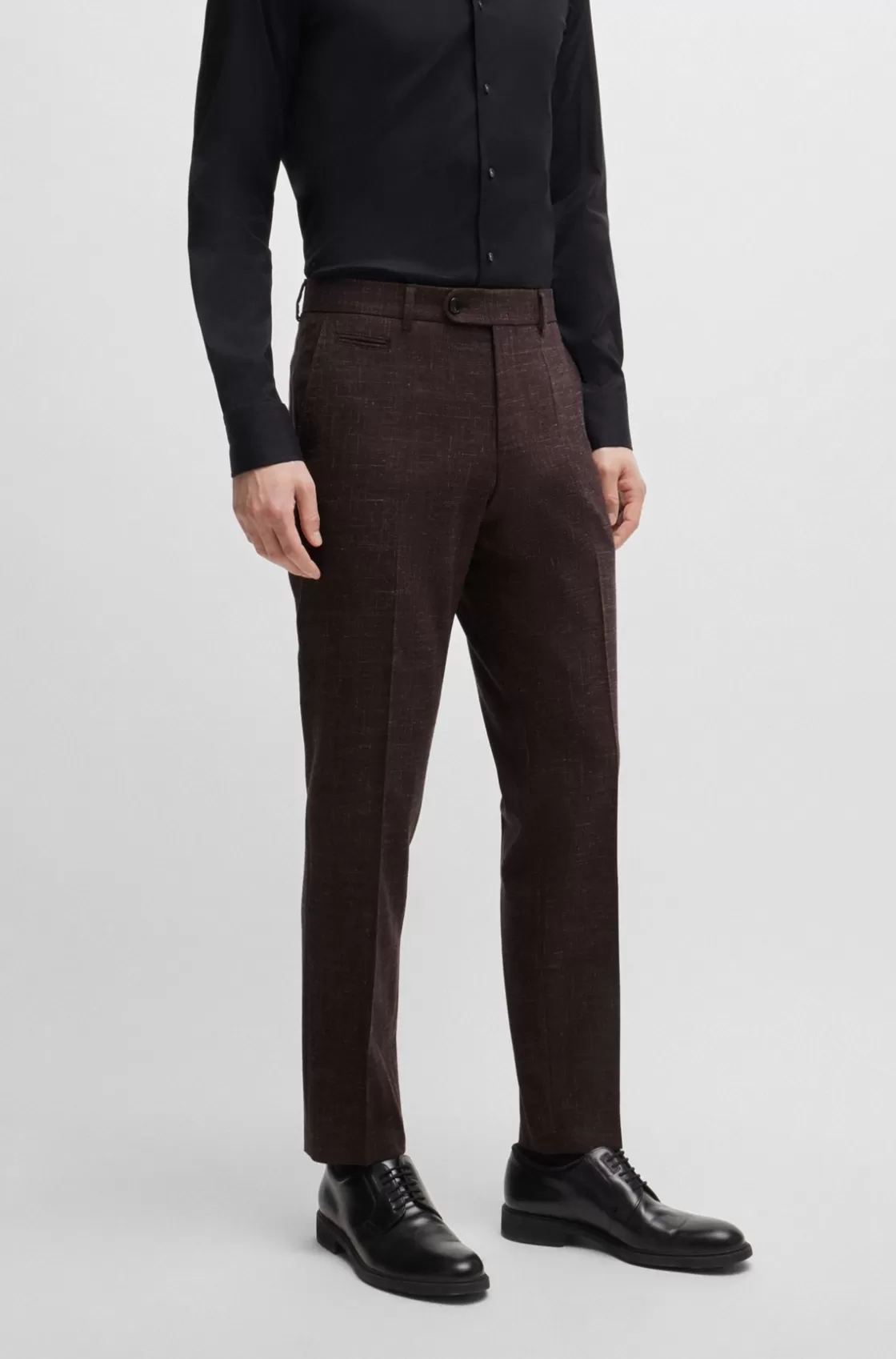 HUGO BOSS Slim-fit Trousers In Wool And Linen Light Red Clearance