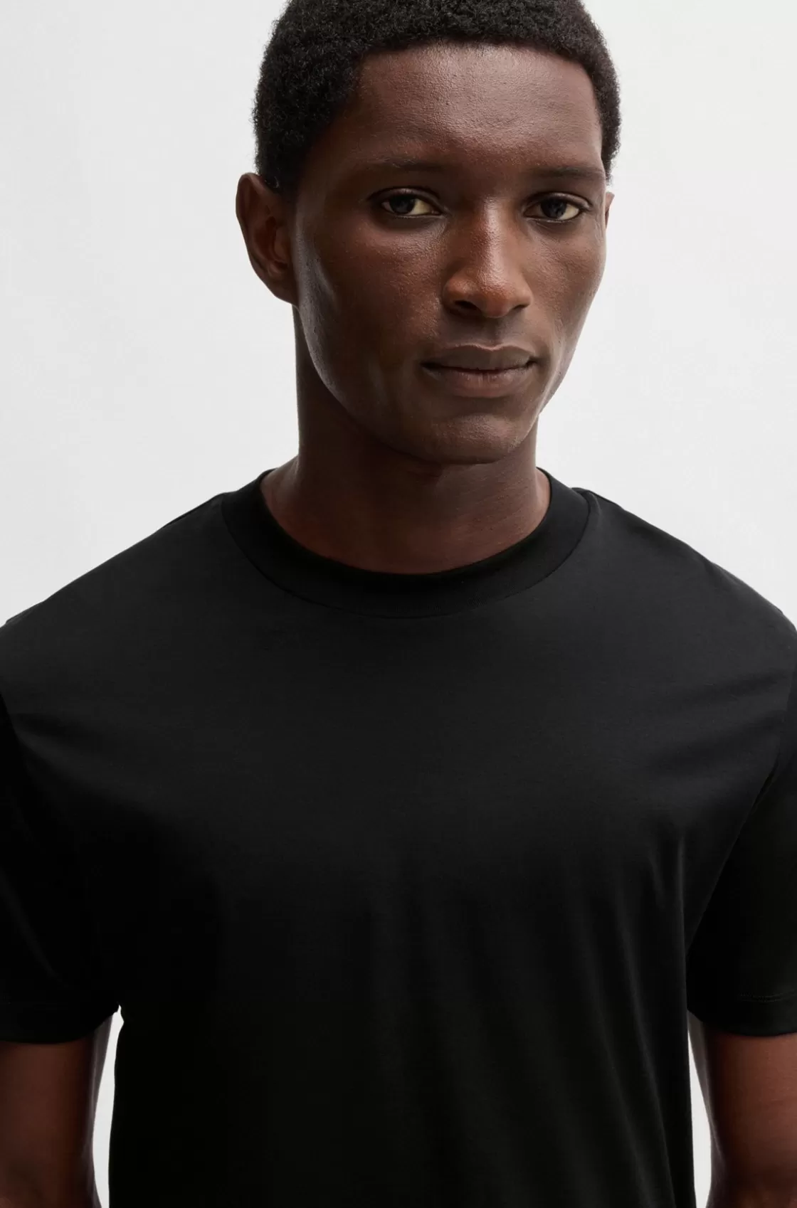 HUGO BOSS Slim-fit T-shirt In Mercerized Cotton Black Cheap