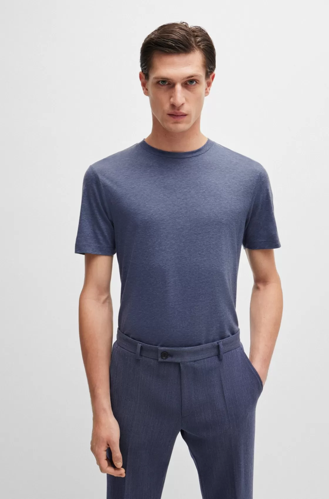 HUGO BOSS Slim-fit T-shirt In Performance Fabric Dark Blue Cheap