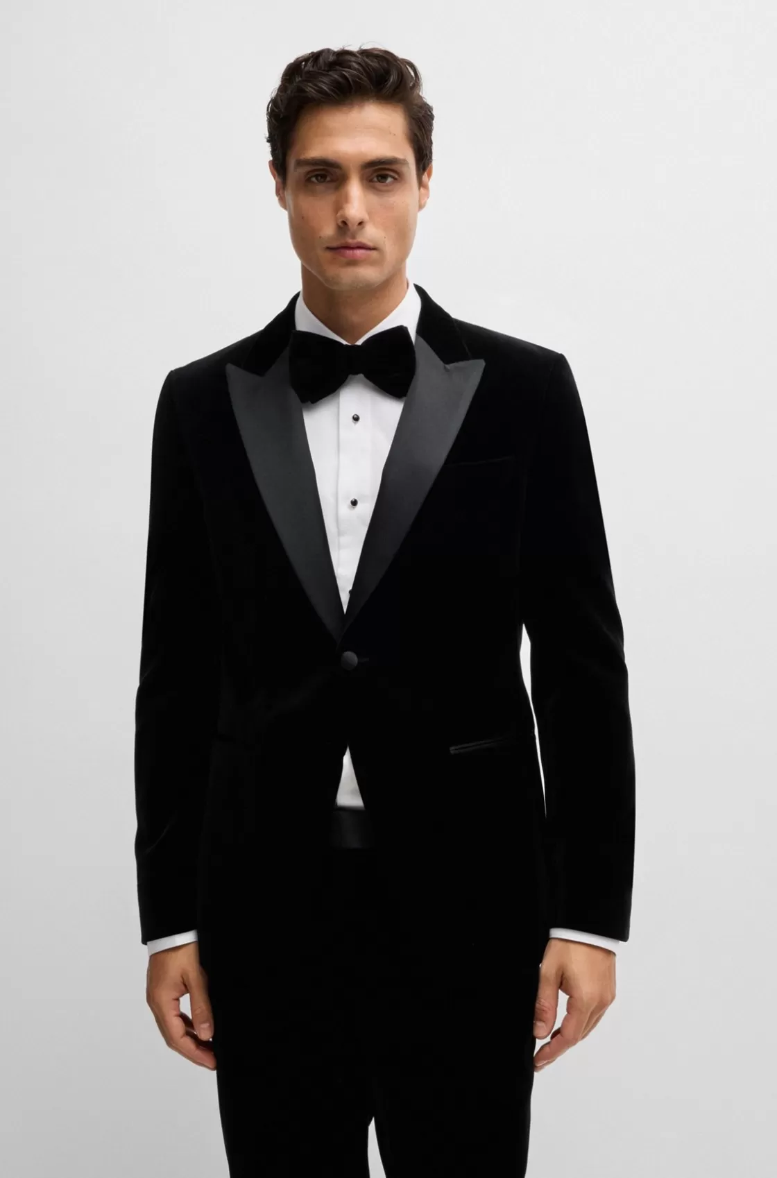 HUGO BOSS Slim-fit Tuxedo Jacket In Pure-cotton Velvet Black Discount