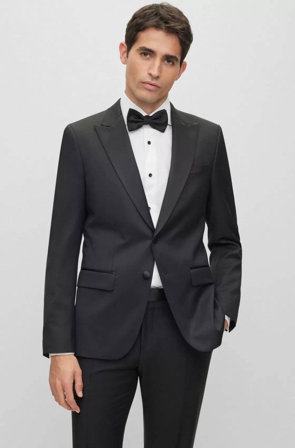 HUGO BOSS Slim-fit Tuxedo Jacket In Wool Serge Black Store