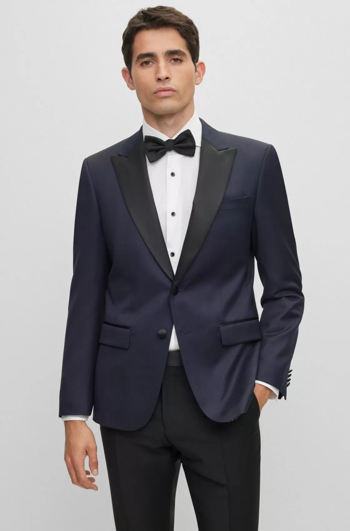HUGO BOSS Slim-fit Tuxedo Jacket In Wool Serge Dark Blue Discount