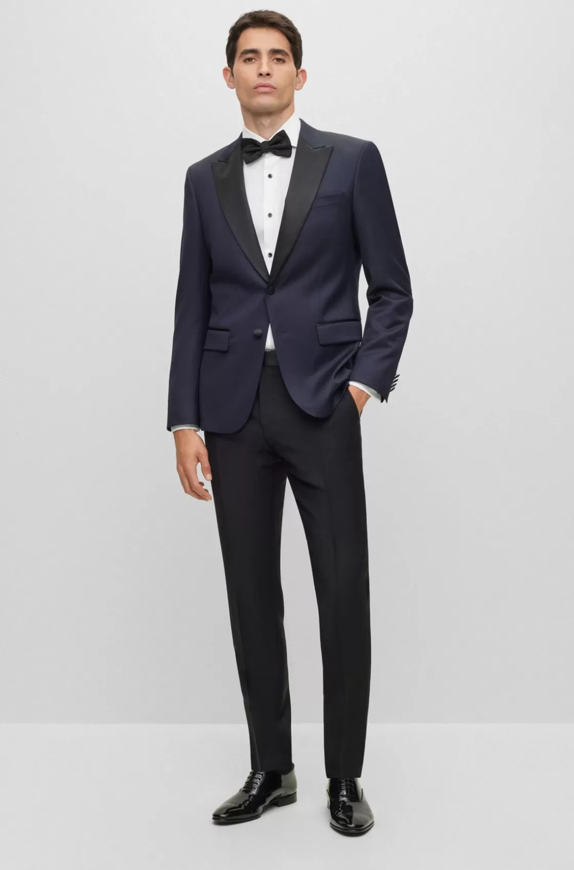 HUGO BOSS Slim-fit Tuxedo Jacket In Wool Serge Dark Blue Discount
