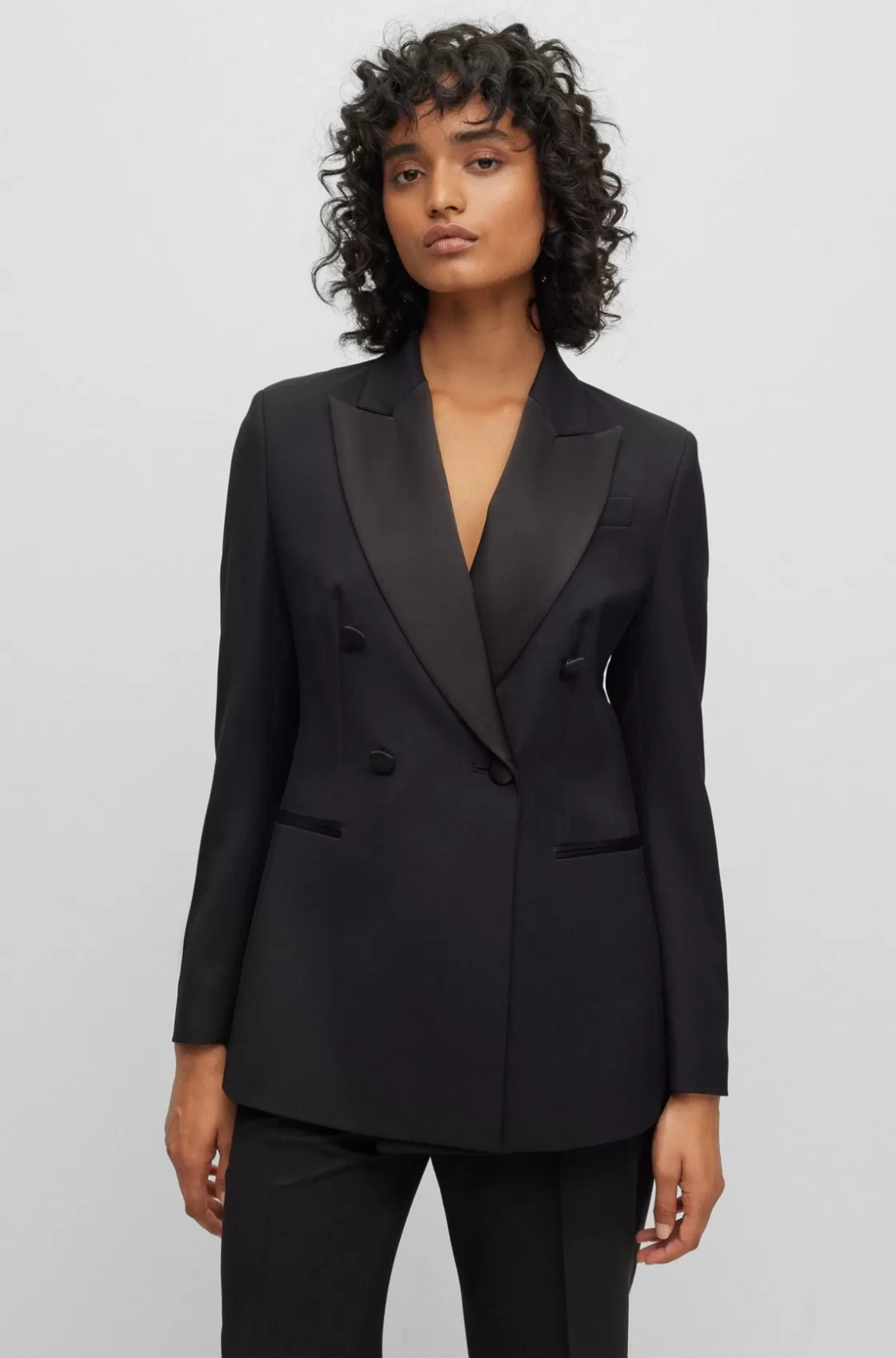 HUGO BOSS Slim-fit Tuxedo Jacket In Wool-blend Twill Black Store