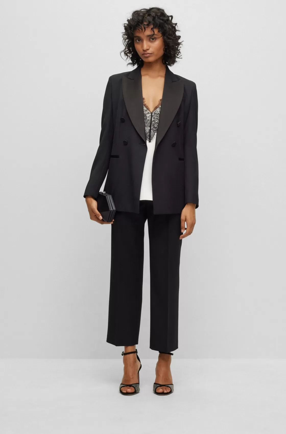 HUGO BOSS Slim-fit Tuxedo Jacket In Wool-blend Twill Black Store