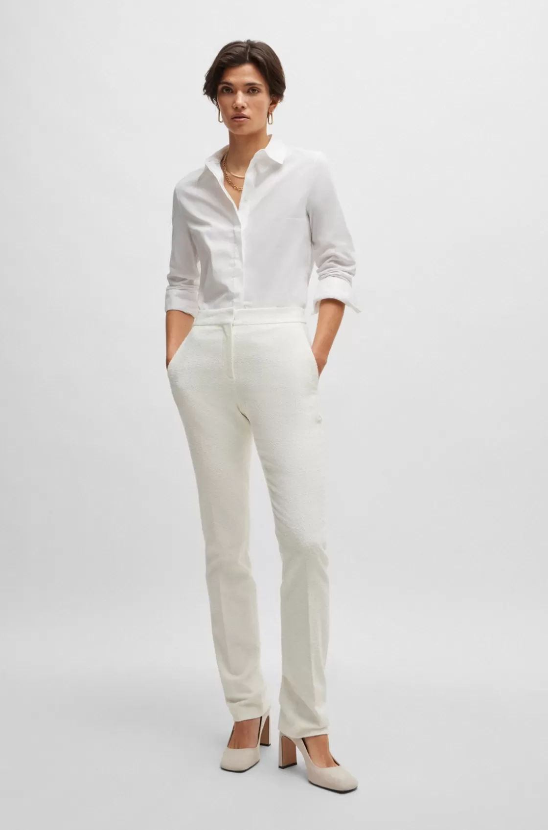HUGO BOSS Slim-leg Trousers White Store