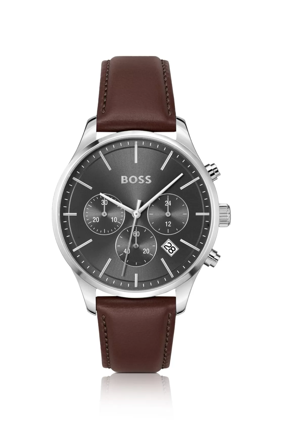HUGO BOSS Stainless-steel Chronograph Watch With Stitched Leather Strap Assorted-Pre-Pack Online