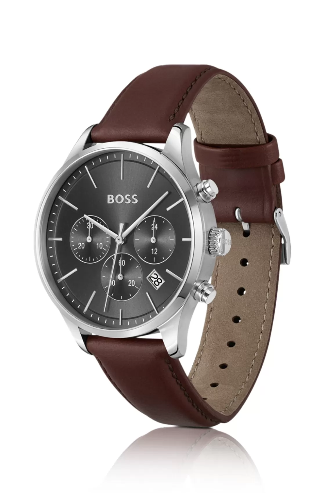HUGO BOSS Stainless-steel Chronograph Watch With Stitched Leather Strap Assorted-Pre-Pack Online