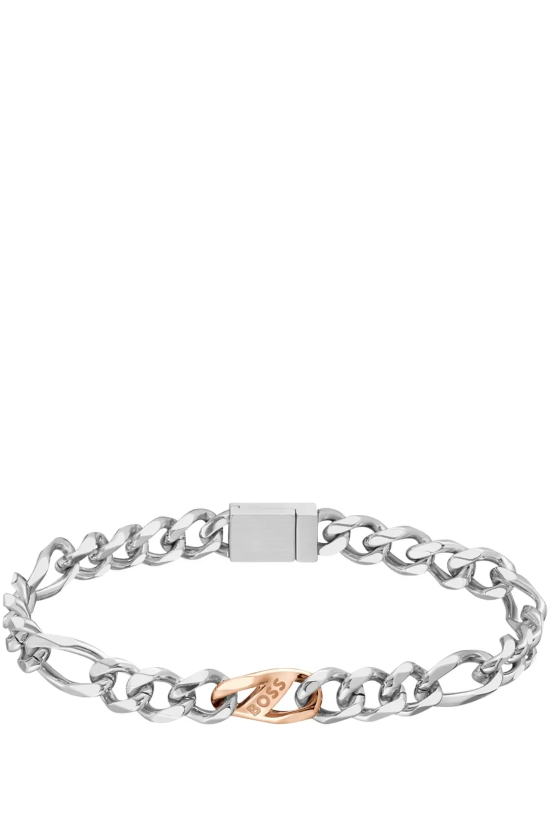 HUGO BOSS Stainless-steel Figaro-chain Cuff With Branded Link Assorted-Pre-Pack Outlet