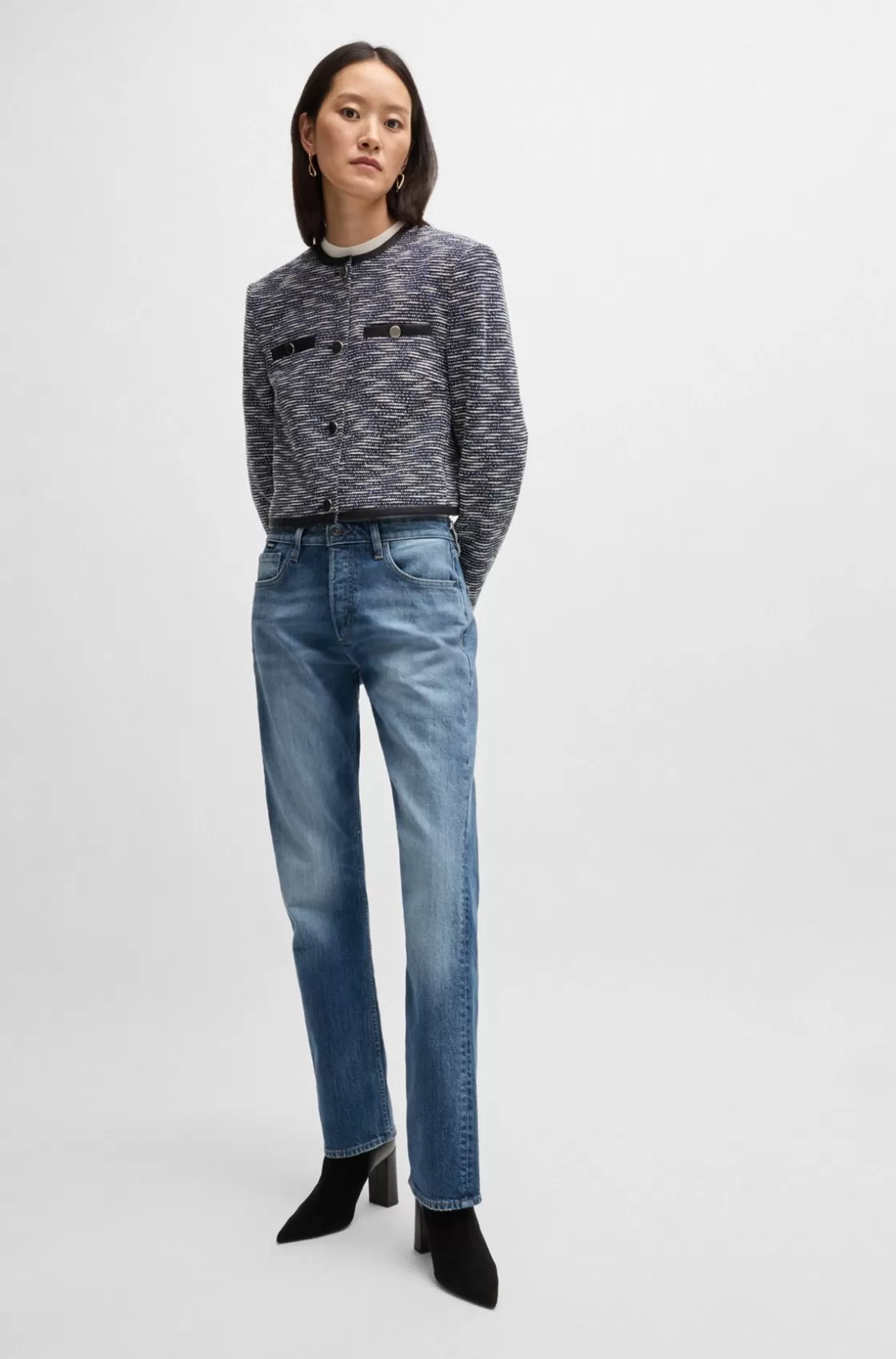 HUGO BOSS Straight-fit Jeans In Faded-blue Comfort-stretch Denim Light Blue Fashion