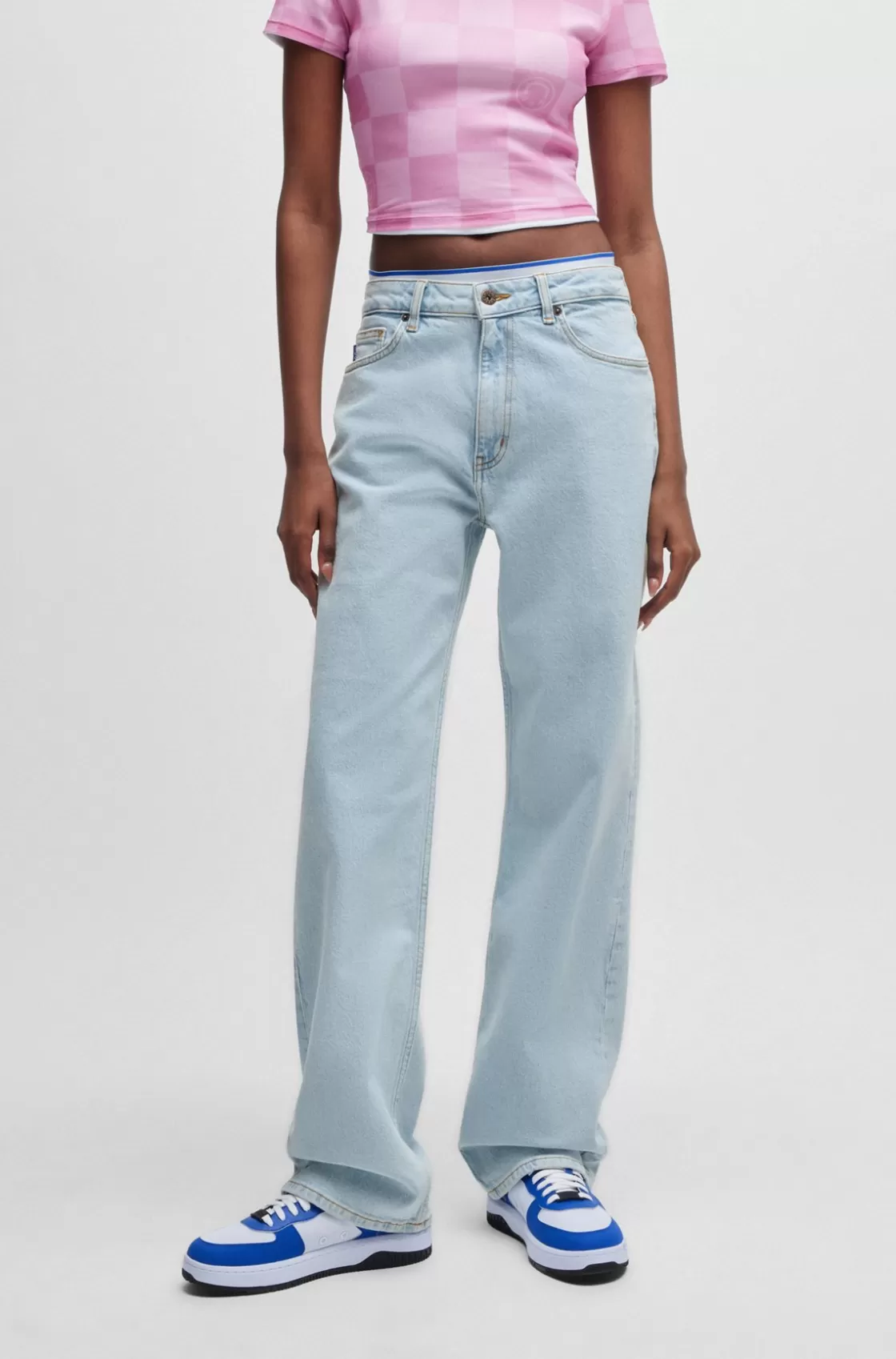 HUGO BOSS Straight-fit Jeans In Light-blue Stretch Denim Turquoise Fashion