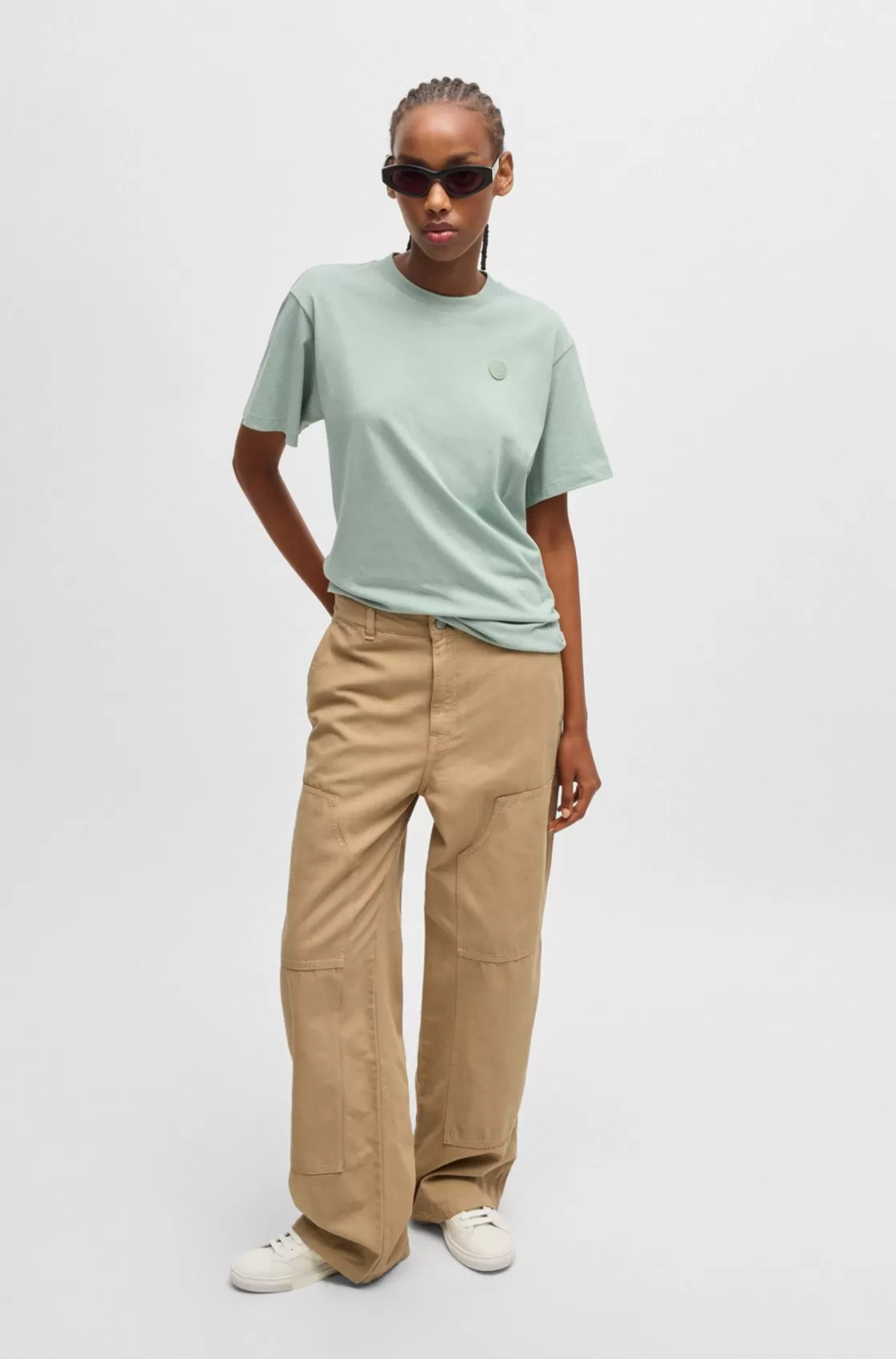 HUGO BOSS Straight-leg Carpenter Trousers In Cotton Canvas Light Beige Shop