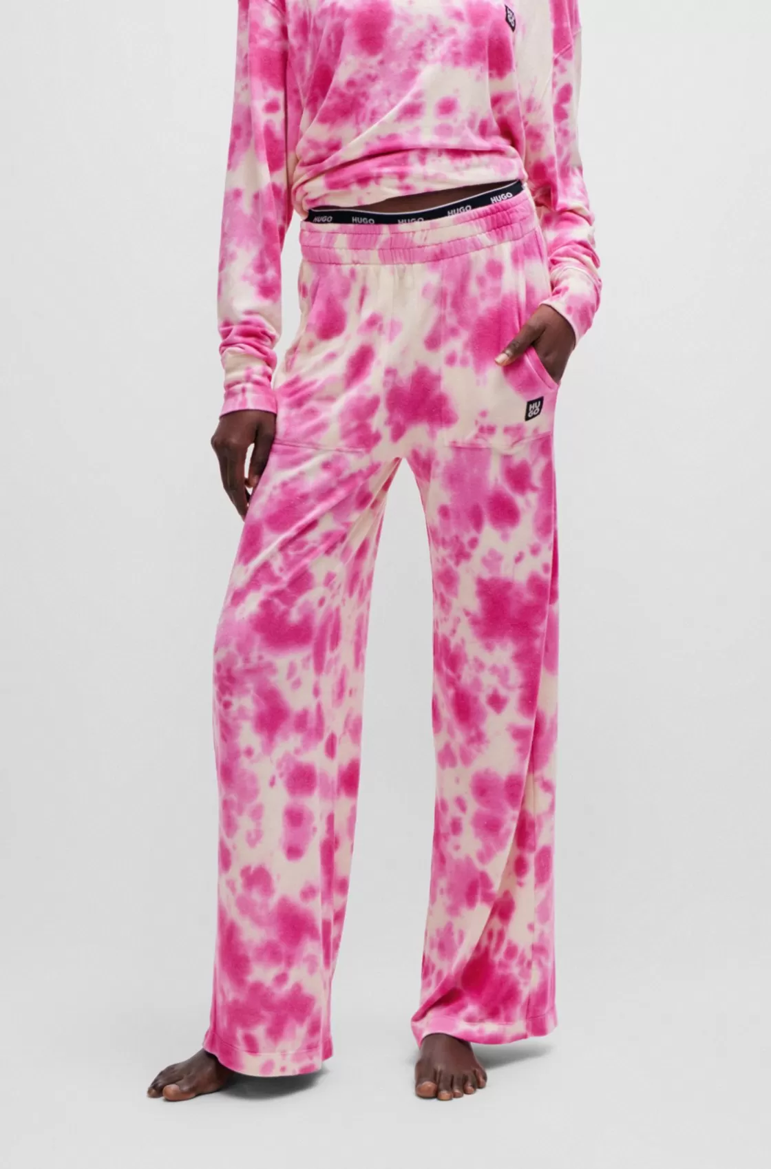 HUGO BOSS Straight-leg Tracksuit Bottoms With Seasonal Print light pink Best