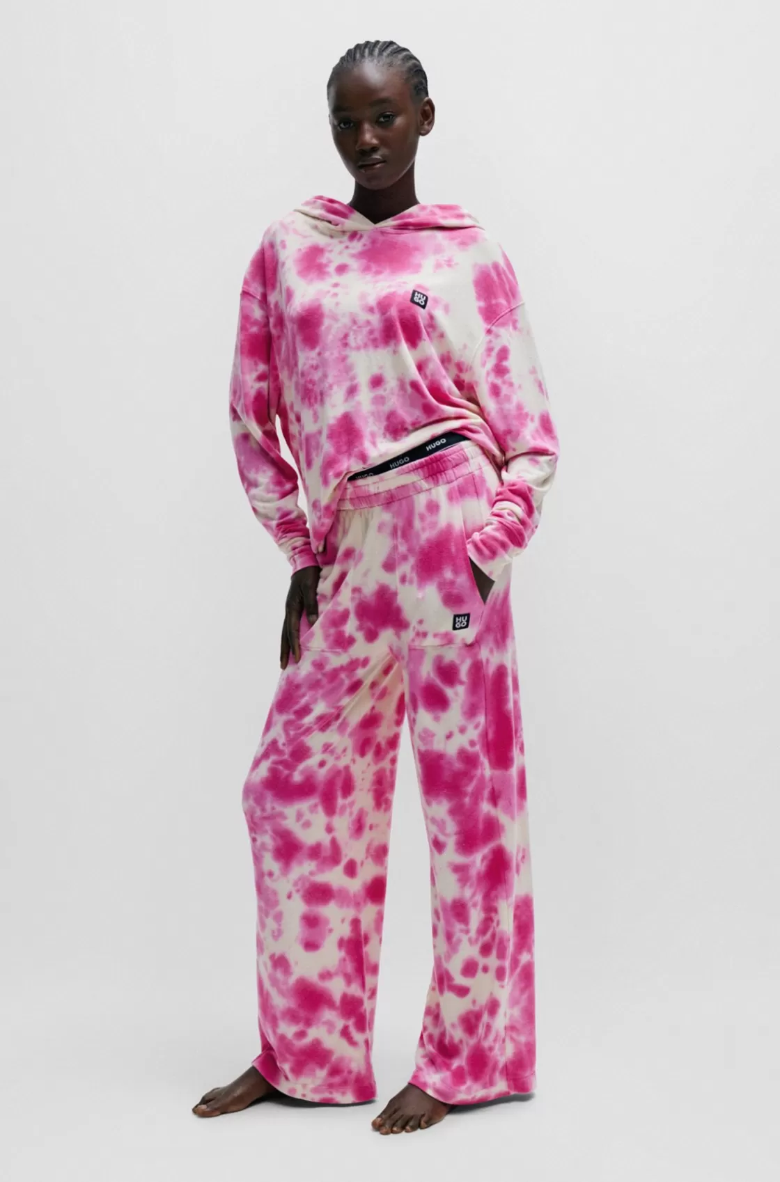 HUGO BOSS Straight-leg Tracksuit Bottoms With Seasonal Print light pink Best