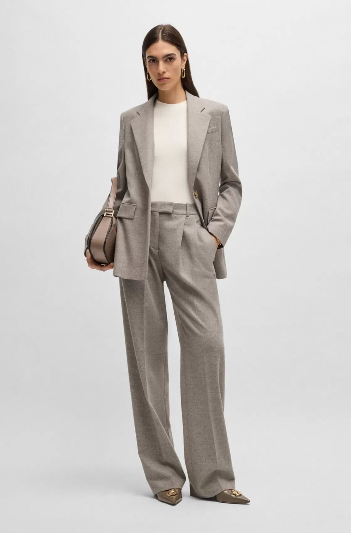 HUGO BOSS Straight-leg Trousers In Stretch Fabric Light Grey Online