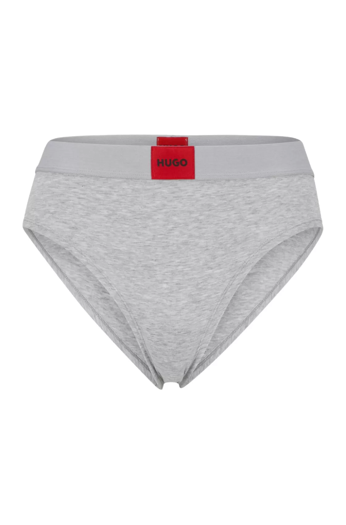 HUGO BOSS Stretch-cotton Briefs With Red Logo Label Grey Outlet