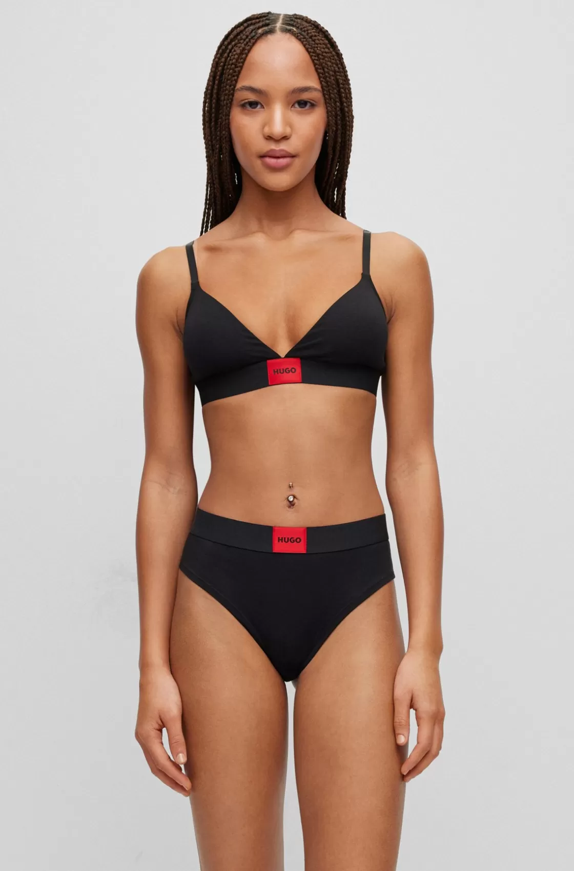 HUGO BOSS Stretch-cotton Briefs With Red Logo Label Black Cheap