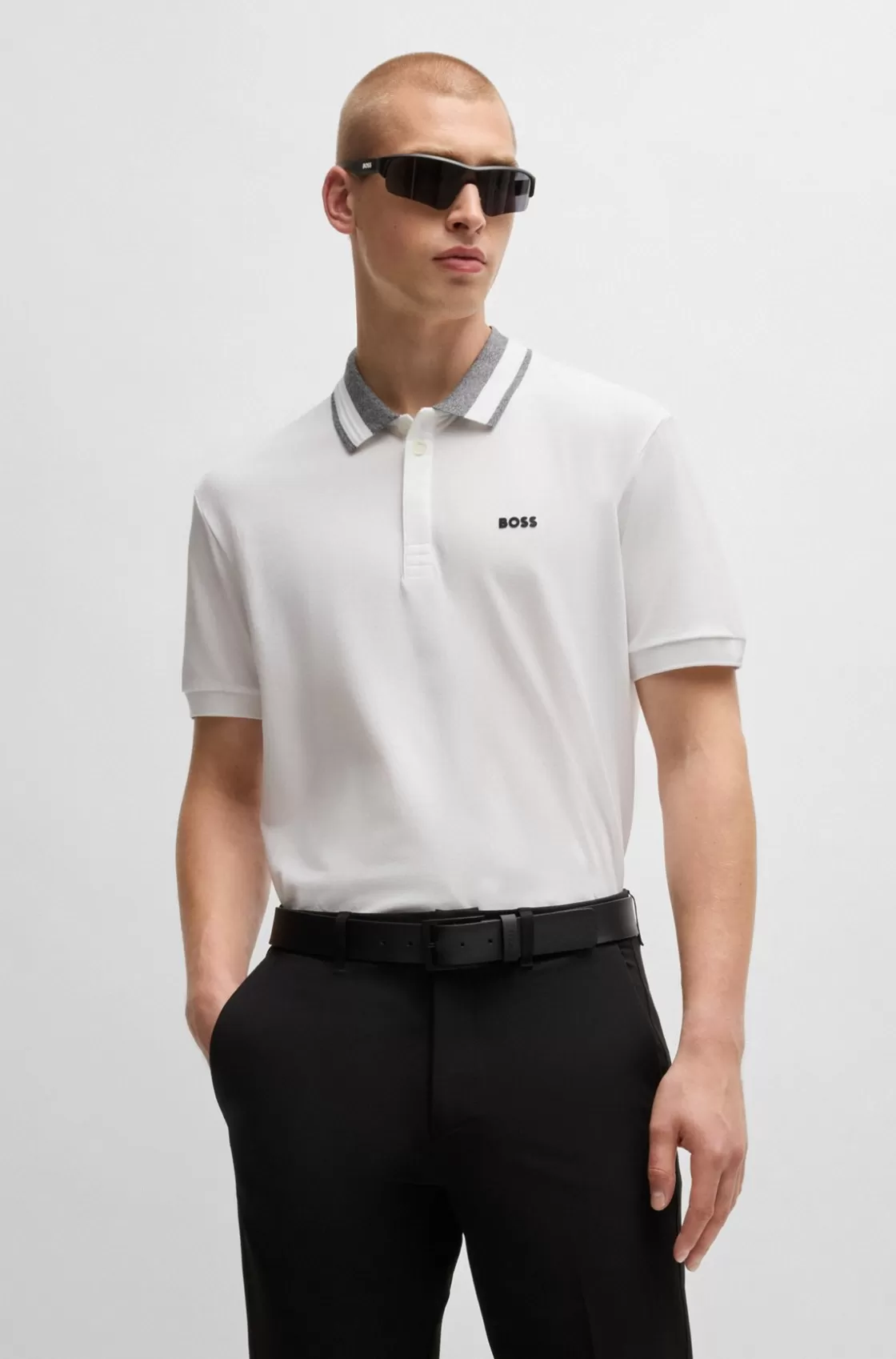 HUGO BOSS Stretch-cotton Polo Shirt With Logo Detail White Best Sale