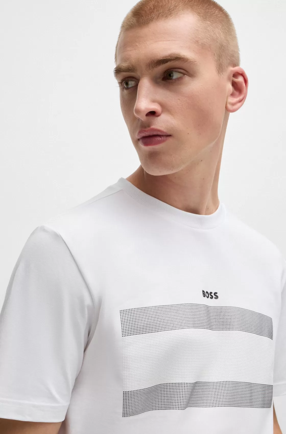 HUGO BOSS Stretch-cotton Regular-fit T-shirt With Flag Artwork White Cheap
