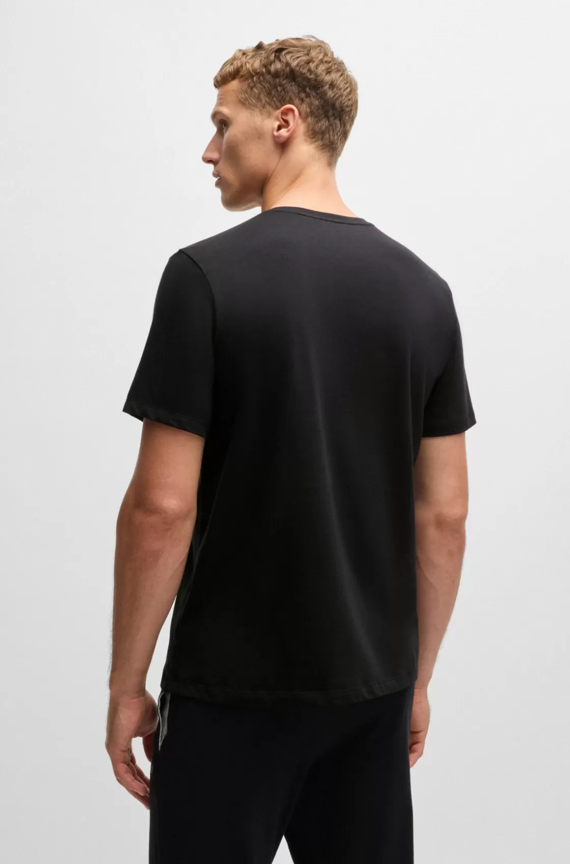 HUGO BOSS Stretch-cotton Regular-fit T-shirt With Logo Detail Black Flash Sale