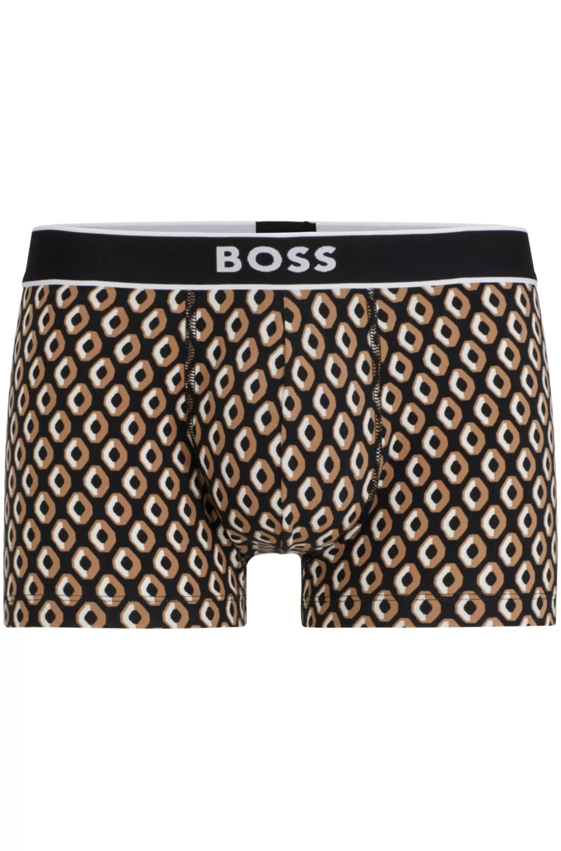 HUGO BOSS Stretch-cotton Regular-rise Trunks With Seasonal Print Beige Outlet