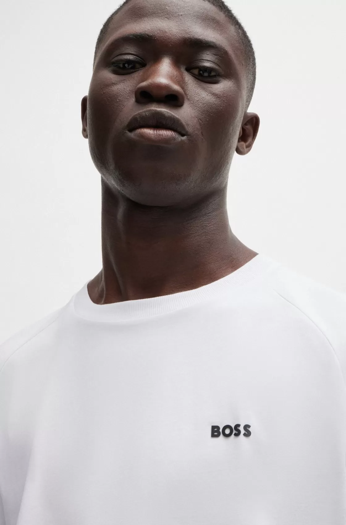 HUGO BOSS Stretch-cotton Relaxed-fit T-shirt With Logo Prints White Discount