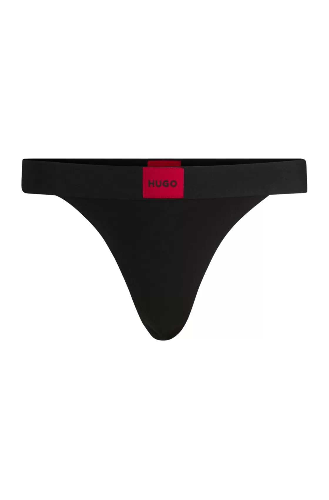 HUGO BOSS Stretch-cotton Thong Briefs With Red Logo Label Black New