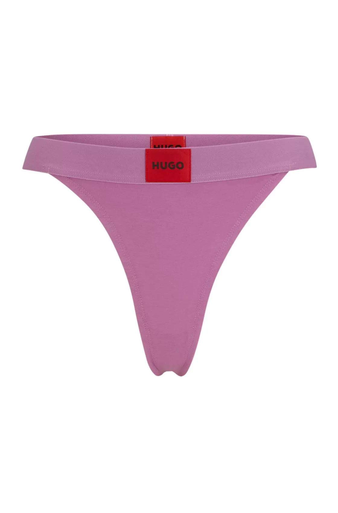HUGO BOSS Stretch-cotton Thong Briefs With Red Logo Label Purple Online