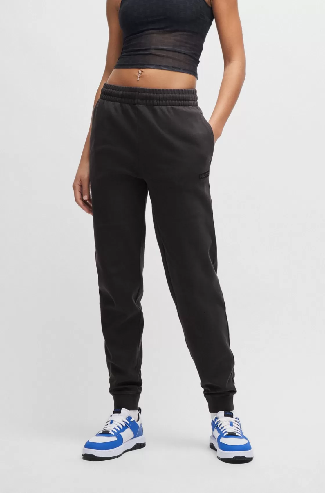 HUGO BOSS Stretch-cotton Tracksuit Bottoms With Embroidered Logo Black Store