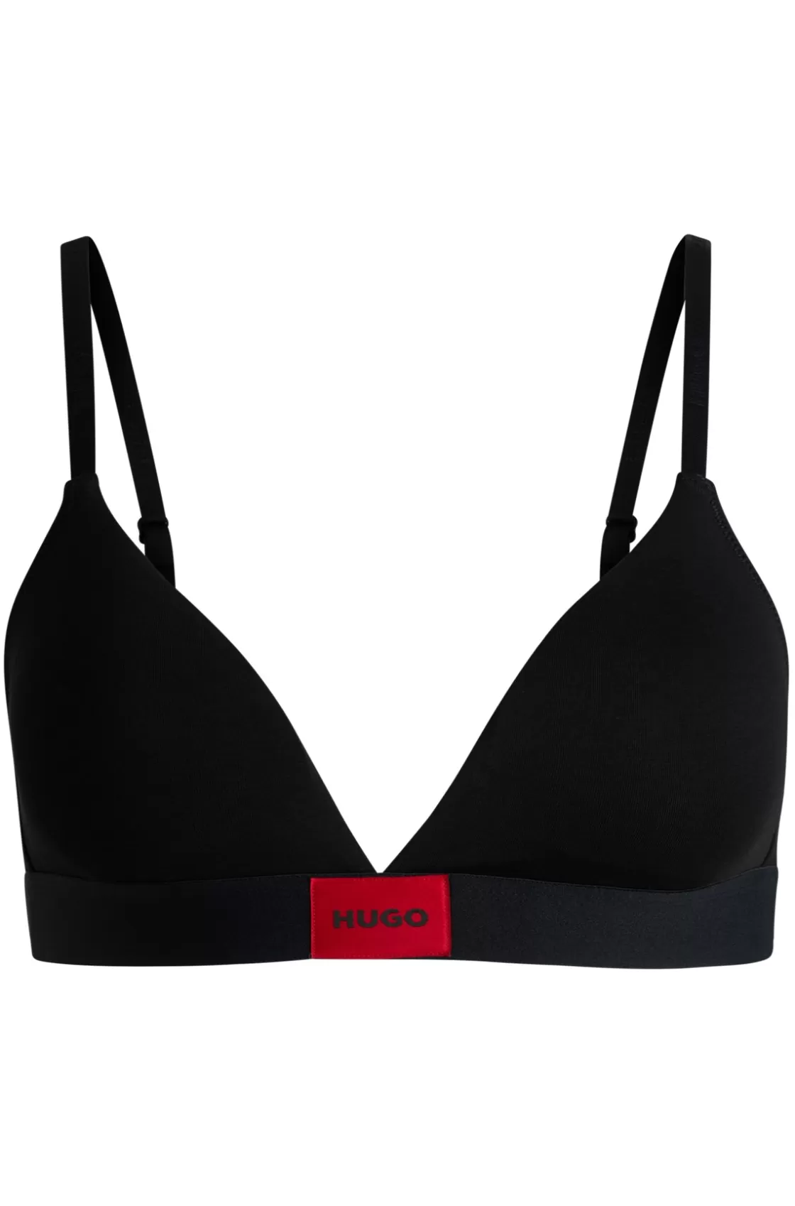 HUGO BOSS Stretch-cotton Triangle Bra With Red Logo Label Black Sale