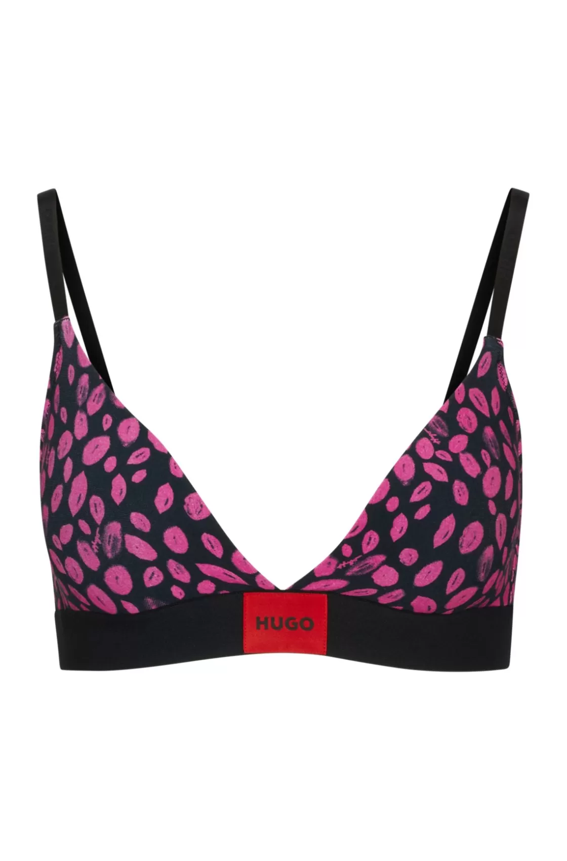 HUGO BOSS Stretch-cotton Triangle Bra With Seasonal Pattern Patterned Best Sale