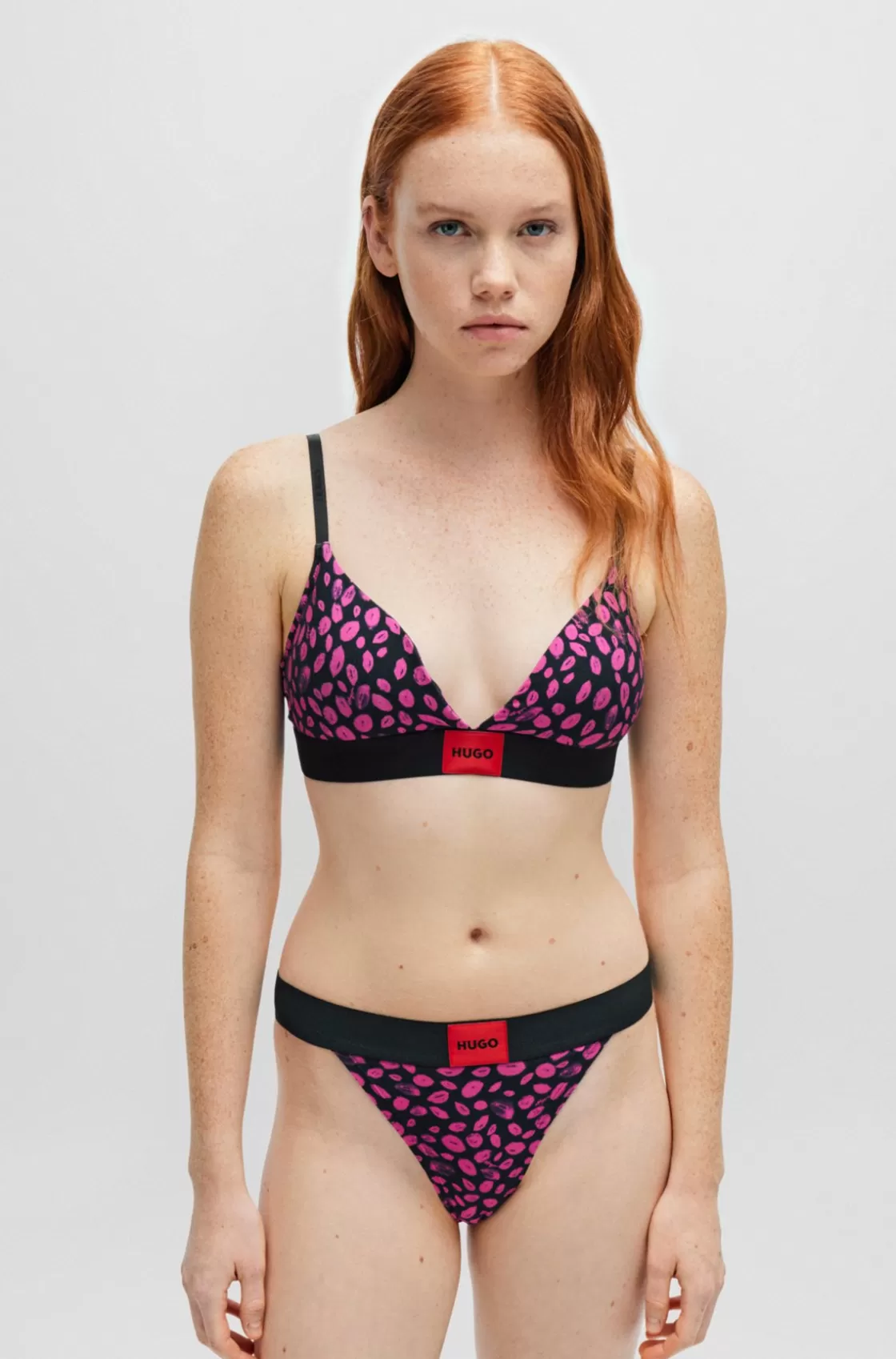 HUGO BOSS Stretch-cotton Triangle Bra With Seasonal Pattern Patterned Best Sale